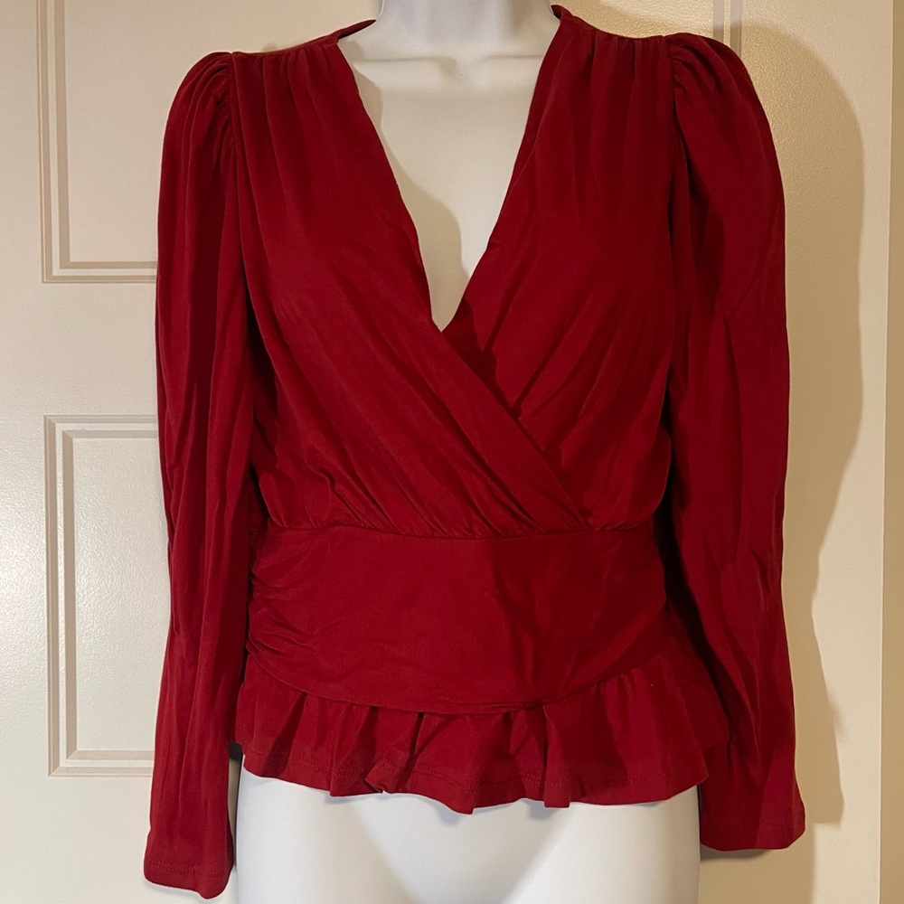 Banana Republic Red Surplice Knit Blouse